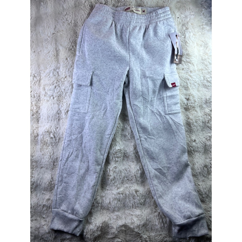 Levis Kids Cargo Jogger Pants Gray Heather Fleece Sweatpants Size Medium NWT A29